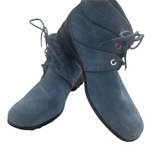 Cole Haan Waterproof Blue Suede Ankle Boots